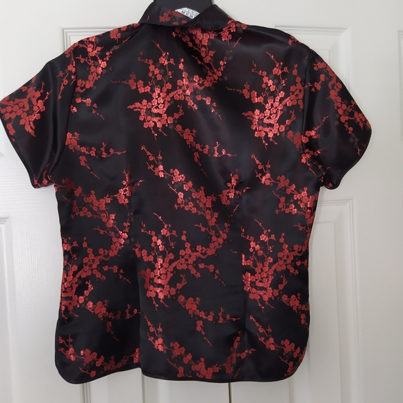 NWOT Chinese Asian Satin Black Red Traditional Top Qipao Cheongsam - Picture 5 of 6